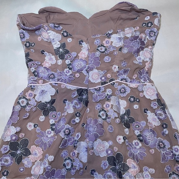 For Love And Lemon- Posy Strapless Mini Dress Size Large Purple Morning Bloom - Picture 6 of 9